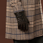 Luca (black) - Italian lambskin leather gloves with cashmere lining and checkered pattern - Fratelli Orsini - Luxury Leather Gloves - Handmade in Italy - 9