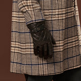Luca (black) - Italian lambskin leather gloves with cashmere lining and checkered pattern - Fratelli Orsini - Luxury Leather Gloves - Handmade in Italy - 9