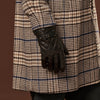 Luca (black) - Italian lambskin leather gloves with cashmere lining and checkered pattern - Fratelli Orsini - Luxury Leather Gloves - Handmade in Italy - 9