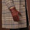 Luca (brown) - Italian lambskin leather gloves with cashmere lining and checkered pattern - Fratelli Orsini - Luxury Leather Gloves - Handmade in Italy - 10
