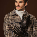 Luca (black) - Italian lambskin leather gloves with cashmere lining and checkered pattern - Fratelli Orsini - Luxury Leather Gloves - Handmade in Italy - 11