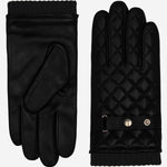 Luca (black) - Italian lambskin leather gloves with cashmere lining and checkered pattern - Fratelli Orsini - Luxury Leather Gloves - Handmade in Italy - 2