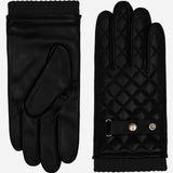 Luca (black) - Italian lambskin leather gloves with cashmere lining and checkered pattern - Fratelli Orsini - Luxury Leather Gloves - Handmade in Italy - 2