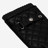 Luca (black) - Italian lambskin leather gloves with cashmere lining and checkered pattern - Fratelli Orsini - Luxury Leather Gloves - Handmade in Italy - 4