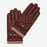 Luca (brown) - Italian lambskin leather gloves with cashmere lining and checkered pattern