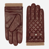 Luca (brown) - Italian lambskin leather gloves with cashmere lining and checkered pattern