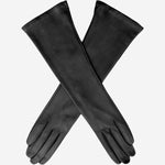 Lucia (black) - Italian unlined 16-button length leather opera gloves - Fratelli Orsini - Luxury Leather Gloves - Handmade in Italy - 1