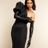 Lucia (black) - Italian unlined 16-button length leather opera gloves - Fratelli Orsini - Luxury Leather Gloves - Handmade in Italy - 5