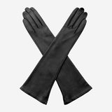 Lucia (schwarz) – italienische ungefütterte 12-Knopf-Leder-Opernhandschuhe