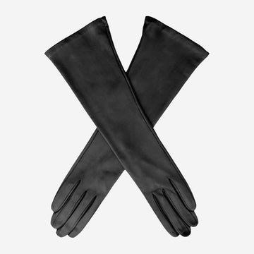 Lucia (Schwarz) - Ungefütterte italienische 16-Zoll-Opernhandschuhe aus Leder