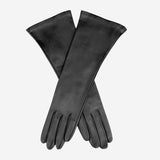 Lucia (schwarz) - Italienische ungefütterte Opernhandschuhe aus Leder mit 8 Knöpfen