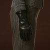 Luciana (black) - Extended women’s Italian lambskin leather gloves with rabbit fur lining