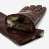 Luciana (Braun) - Lange italienische Damen-Lammnappalederhandschuhe mit Kaninchenfellfutter