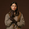 Luciana (Braun) - Lange italienische Damen-Lammnappalederhandschuhe mit Kaninchenfellfutter