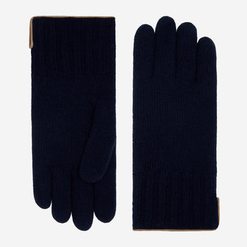 Luciano (bleu foncé) - Gants en laine tricotée italienne faits main avec doublure en cachemire luxueuse