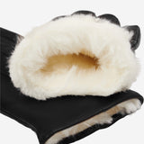 Marco (black) - Italian lambskin leather gloves with white rabbit fur lining