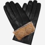 Marco (black) - Italian lambskin leather gloves with brown rabbit fur lining - Fratelli Orsini - Luxury Leather Gloves - Handmade in Italy - 1
