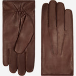 Marco (brown) - Italian lambskin leather gloves with white rabbit fur lining - Fratelli Orsini - Luxury Leather Gloves - Handmade in Italy - 2