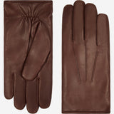 Marco (brown) - Italian lambskin leather gloves with white rabbit fur lining - Fratelli Orsini - Luxury Leather Gloves - Handmade in Italy - 2