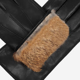 Marco (black) - Italian lambskin leather gloves with brown rabbit fur lining - Fratelli Orsini - Luxury Leather Gloves - Handmade in Italy - 4