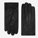Marco (black) - Italian lambskin leather gloves with brown rabbit fur lining