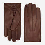 Marco (brown) - Italian lambskin leather gloves with brown rabbit fur lining