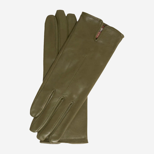Margherita (olive) - Italian lambskin leather gloves with cashmere lining