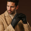 Matteo (Schwarz) - Italienische Handschuhe aus amerikanischem Hirschleder mit Kaschmirfutter