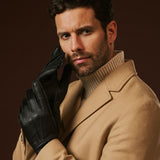 Matteo (black) - Italian gloves made of American deerskin leather with cashmere lining