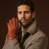 Matteo (brown) - Italian gloves made of American deerskin leather with cashmere lining