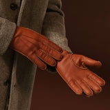 Matteo (brown) - Italian gloves made of American deerskin leather with cashmere lining