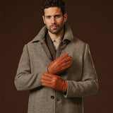 Matteo (brown) - Italian gloves made of American deerskin leather with cashmere lining