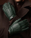 Matteo (green) - Italian gloves made of American deerskin leather with cashmere lining