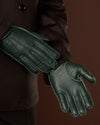 Matteo (green) - Italian gloves made of American deerskin leather with cashmere lining