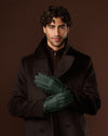 Matteo (green) - Italian gloves made of American deerskin leather with cashmere lining