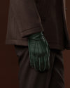 Matteo (green) - Italian gloves made of American deerskin leather with cashmere lining