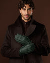 Matteo (green) - Italian gloves made of American deerskin leather with cashmere lining