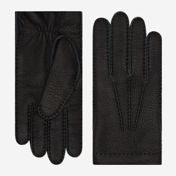Matteo (Schwarz) - Italienische Handschuhe aus amerikanischem Hirschleder mit Kaschmirfutter