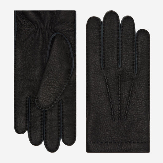 Matteo (zwart) - Italiaanse handschoenen van Amerikaans hertenleer met kasjmiervoering