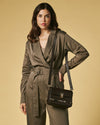 Mirella (dark brown) - Italian calf leather women's crossbody bag (with shoulder strap)