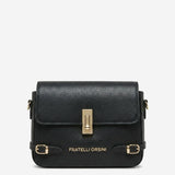 Mirella (black) - Italian calf leather women's crossbody bag (with shoulder strap)