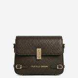 Mirella (dark brown) - Italian calf leather women's crossbody bag (with shoulder strap)