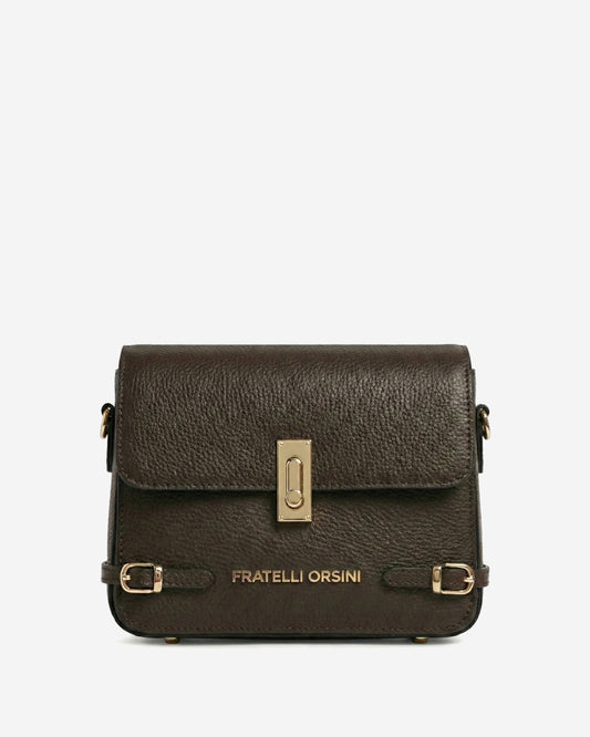 Mirella (dark brown) - Italian calf leather women's crossbody bag (with shoulder strap)