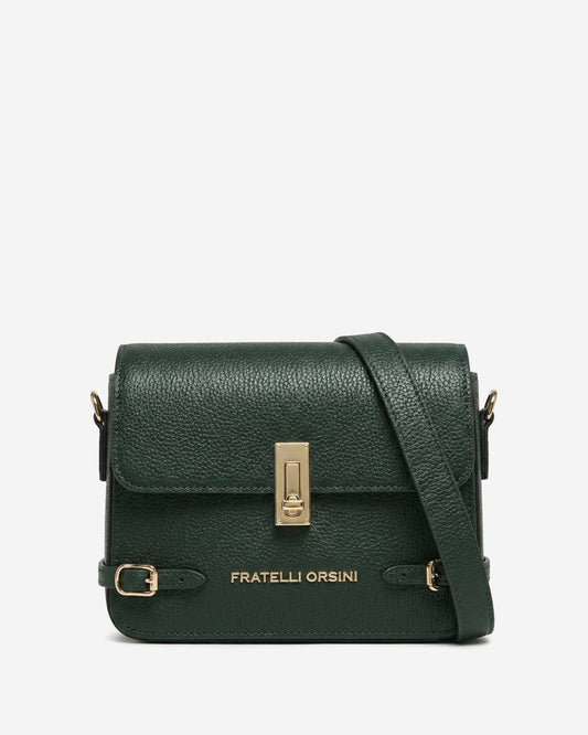Mirella (green) - Italian calf leather women's crossbody bag (with shoulder strap)