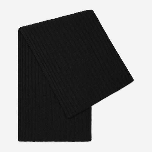 Napoli (black) - 100% cashmere ribbed scarf (unisex)