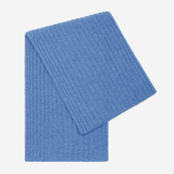 Napoli (light blue) - 100% cashmere ribbed scarf (unisex)