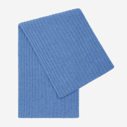 Napoli (light blue) - 100% cashmere ribbed scarf (unisex)