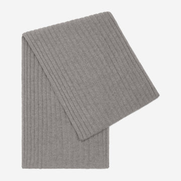 Napoli (light grey) - 100% cashmere ribbed scarf (unisex)