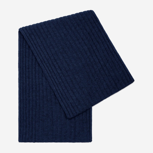 Napoli (navy blue) - 100% cashmere ribbed scarf (unisex)