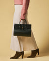 Oriana (black) - Italian calf leather women's handbag (with shoulder strap)
